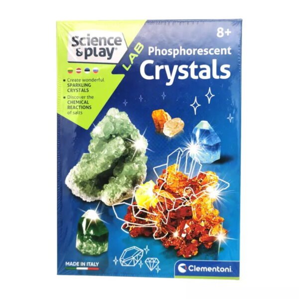 Clementoni „Science & Play Phosphorescent Crystals“ švytinčių kristalų auginimo rinkinys, 8+