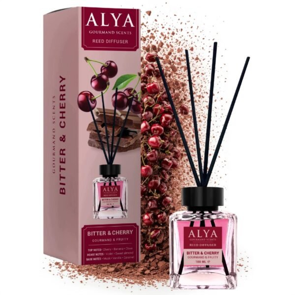 Alya Gourmand Scents Bitter & Cherry namų kvapas su lazdelėmis, 100 ml