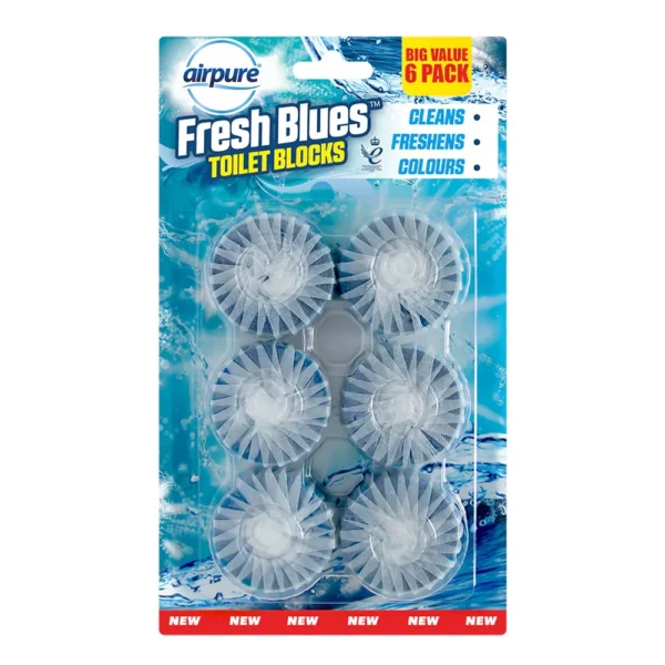 Airpure „Fresh Blues“ WC bakelio valymo blokeliai, 6 vnt.