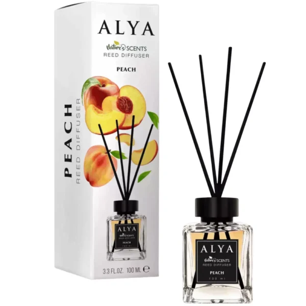 Alya Nature’s Scents Peach kvapų difuzorius su lazdelėmis, 100 ml