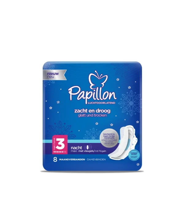 Papillon Maxi Night higieniniai paketai su sparneliais, 8 vnt.