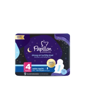 Papillon Ultra Extra Night higieniniai paketai su sparneliais, 9 vnt.