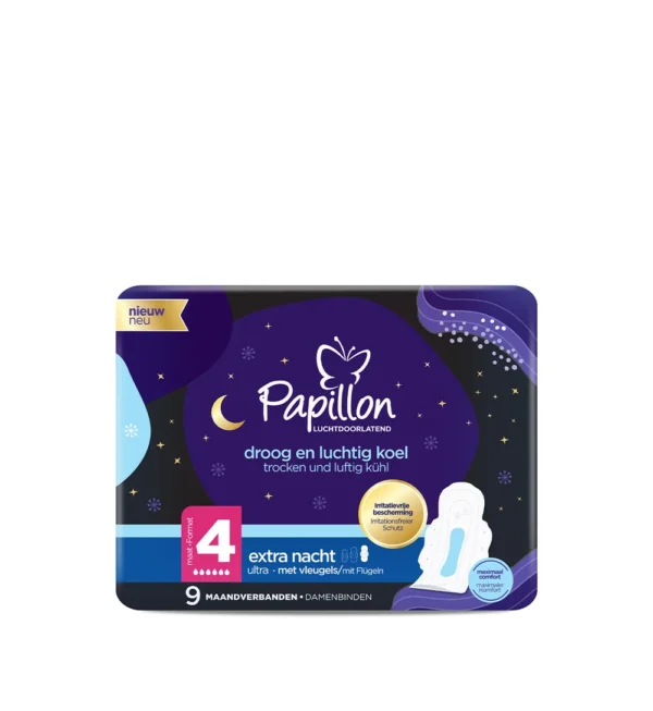 Papillon Ultra Extra Night higieniniai paketai su sparneliais, 9 vnt.