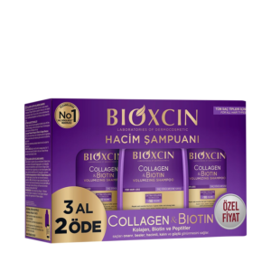 Bioxcin Collagen & Biotin apimties suteikiantis šampūnas, 3 × 300 ml